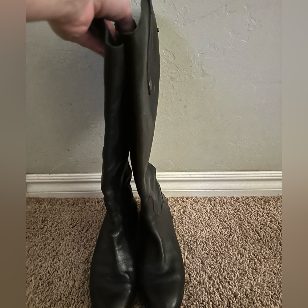 Black leather riding boots